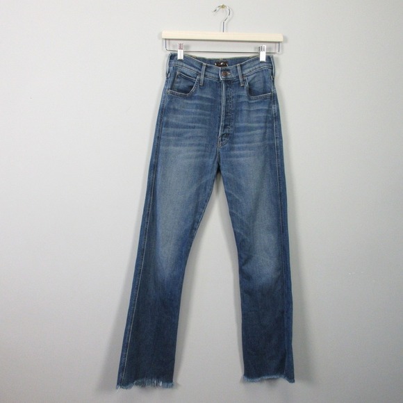 Mother The Tripper Weekender Fray Jeans Women 25 Light Wash Straight Button 524 - Picture 1 of 16